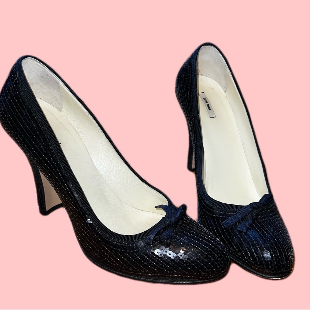 Miu Miu sequin Y2K bow pumps perfect condition size 8